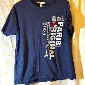 Plasir Paris Logo Print Tshirt - Navy - Size L Large